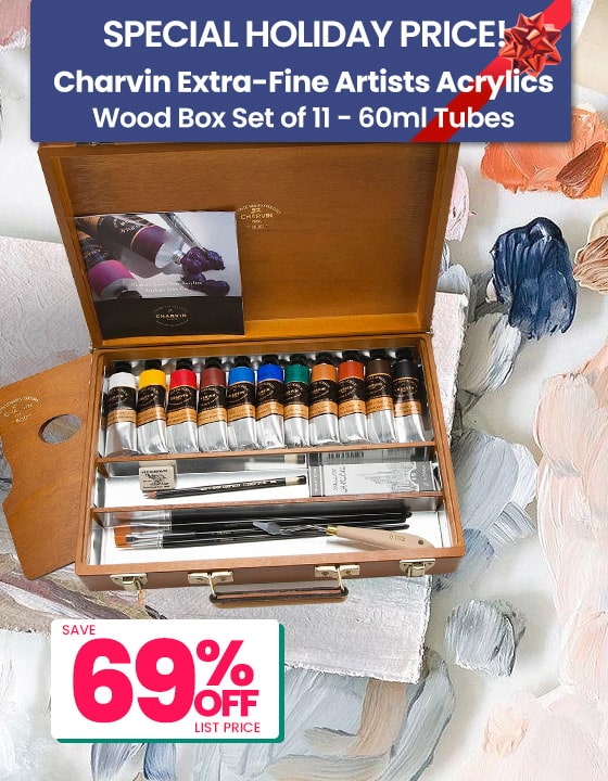 Charvin Extra-Fine Artists Acrylic Wood Box Set of 11 - 60ml Assorted Colors
