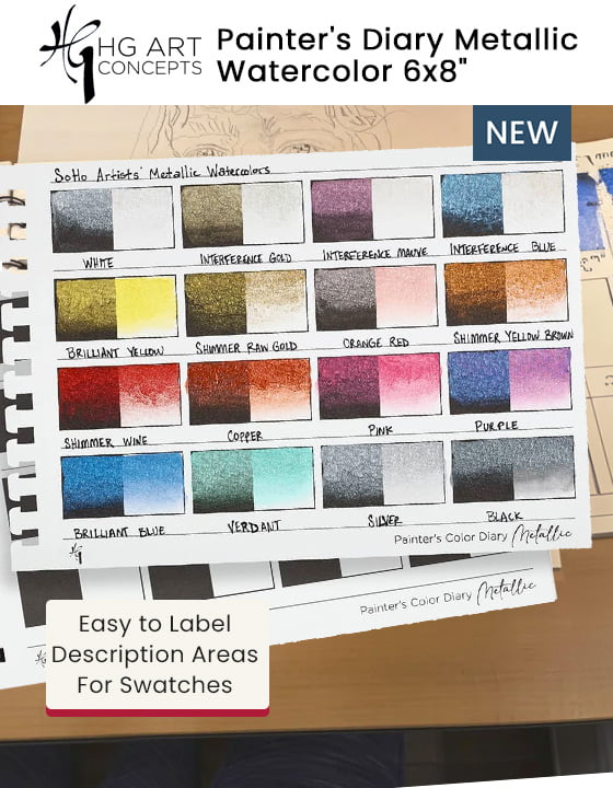 Painter's Color Diary Metallic - 6x8in  Wire Bound Pad, Watercolor
