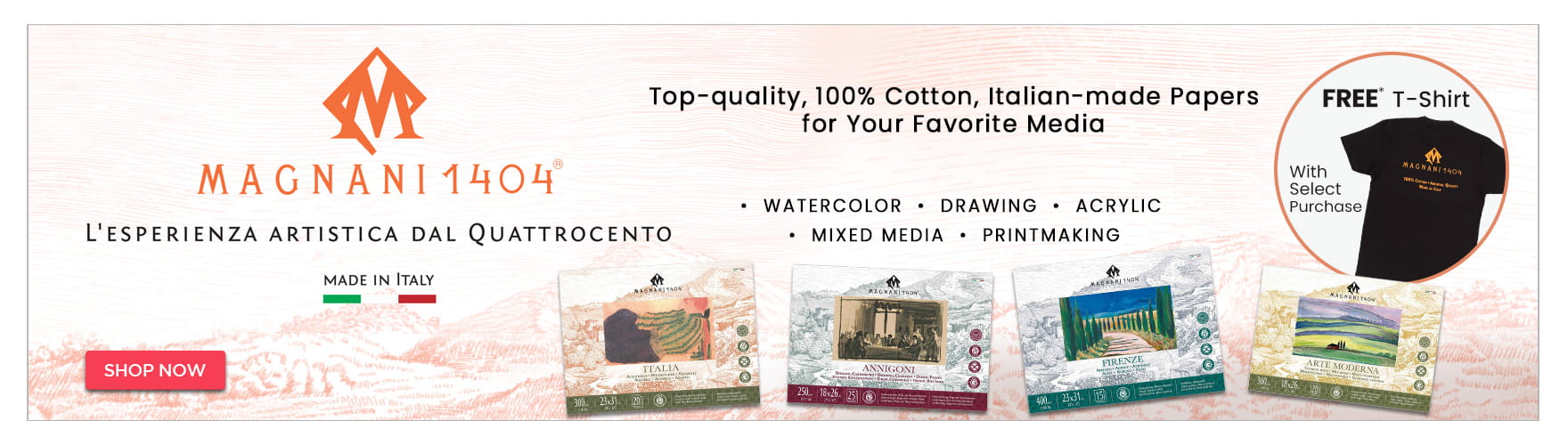 Magnani  1404  100% Cotton  Italian-made Papers plus Free T-Shirt Offer 