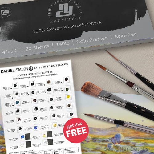 New York Central Watercolor Paper Blocks and Oasis Synthetic Brushes
