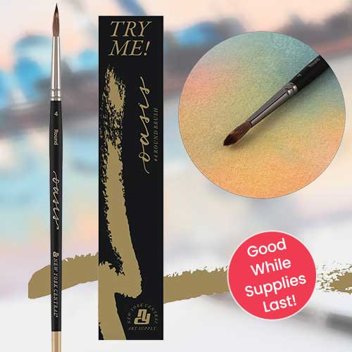  Try Me New York Central® Oasis Synthetic Brush Short Handle, Size #4 Round