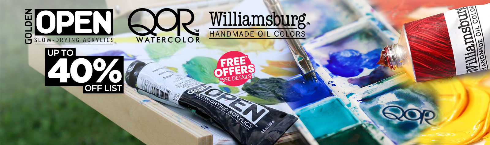 Shop golden, qor watercolors, williamsburg oils big sale - up to 40 percent off list 