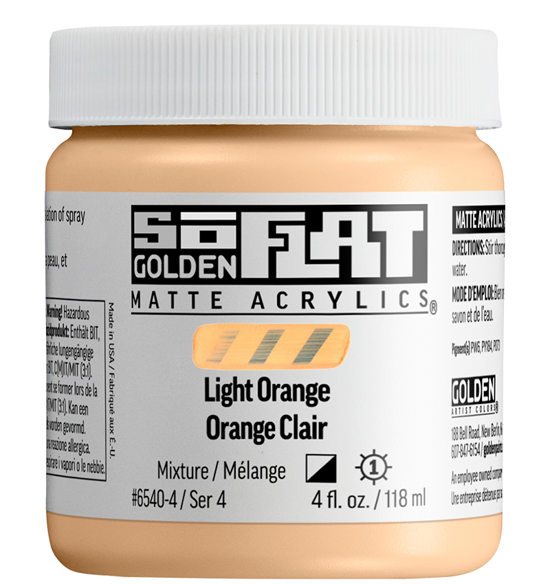 GOLDEN SoFlat Matte Acrylic - Light Orange, 4oz Jar